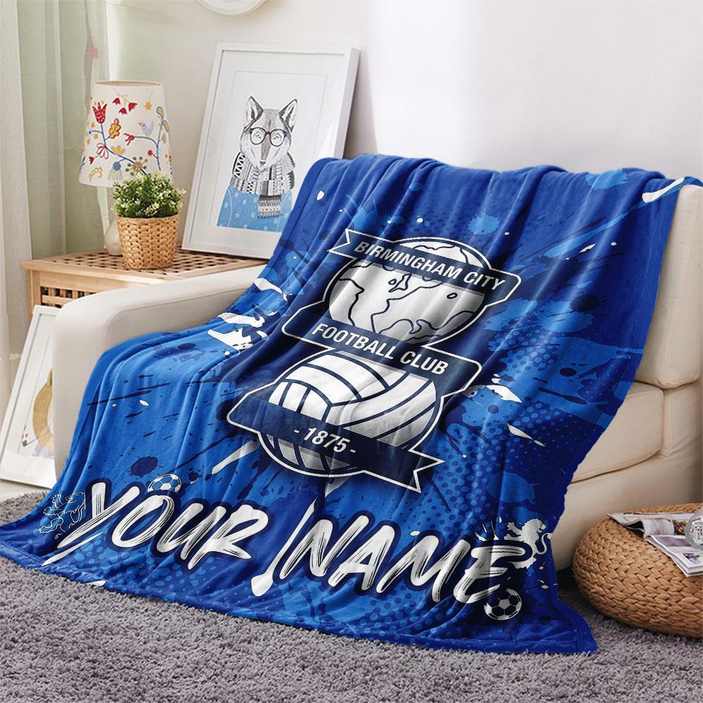 Custom Name Birmingham City Flannel Blanket, High quality Comfortable for All Seasons, Home Decor, Warmth and Comfort