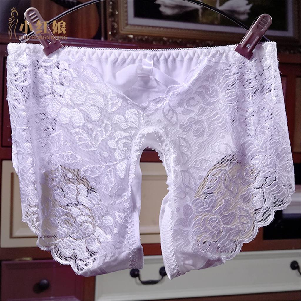 Sexy Lace Front and Rear Fully Open Floral Print Erotic Lace Panties [IntooMe] Women's Pants, Holes, Underwear, Visible, Crotch, Shorts, Lingerie,