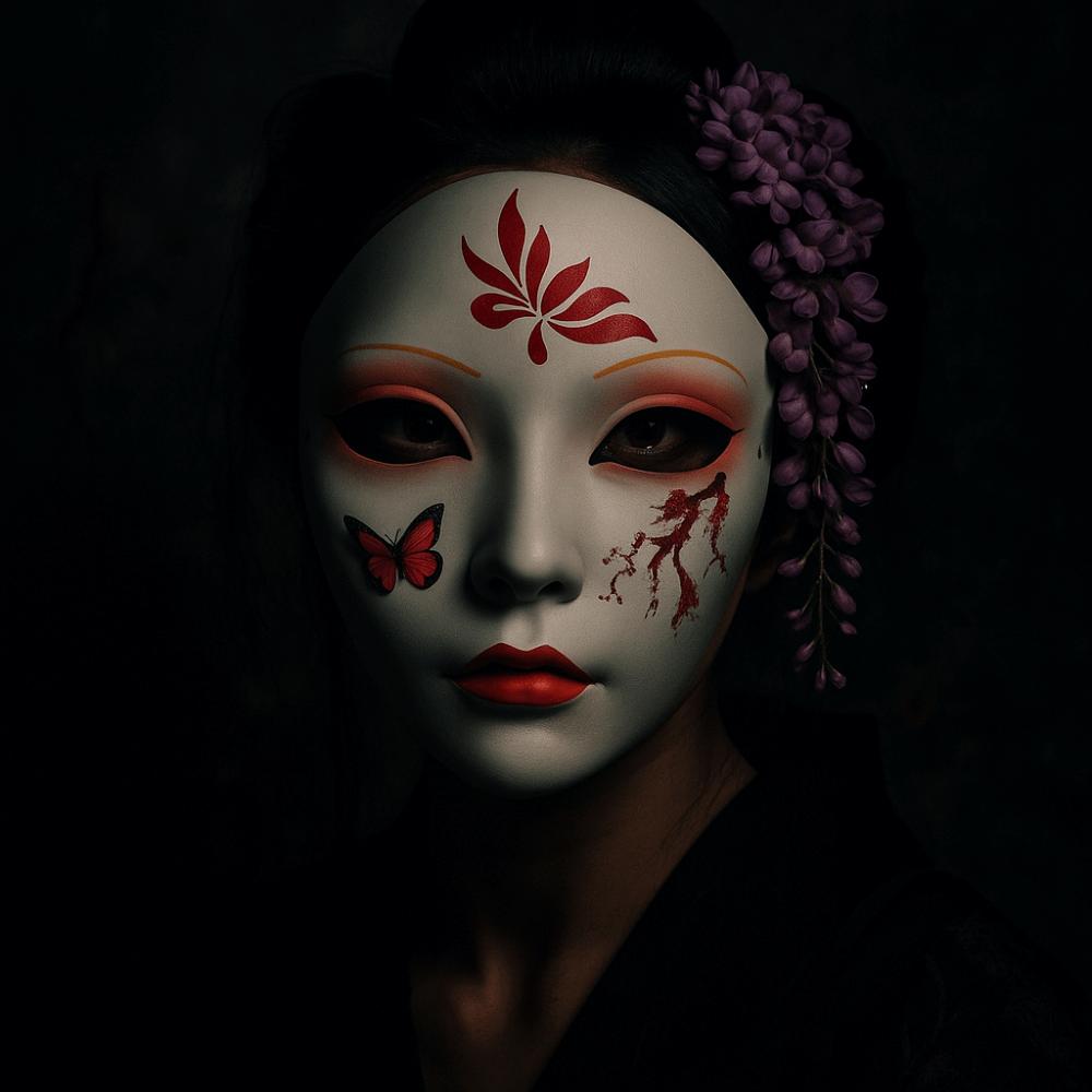 Dress Up Cosplay Geisha Mask Flower Japanese Mask Toy Hanfu Cosplay Mask  Party