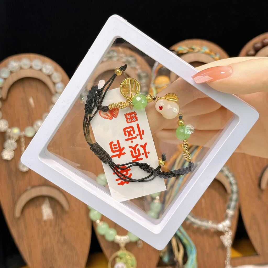 New Year Wealth God Adjustable Red Rope Bracelet - Chinese Style Student Hand Ornament
