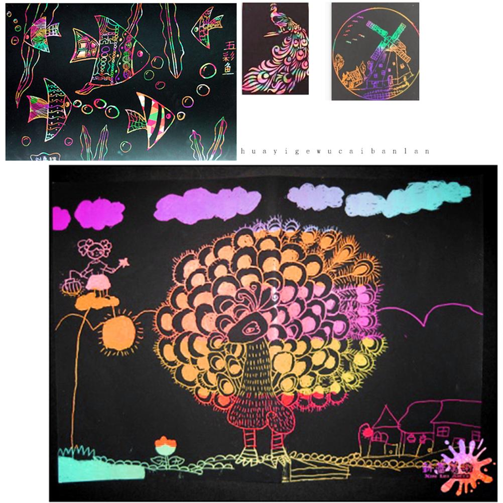 Colorful Scratch Sheet Easy  Lightweight  Scratch Paper Set Environment Friendly for Festival Decoration