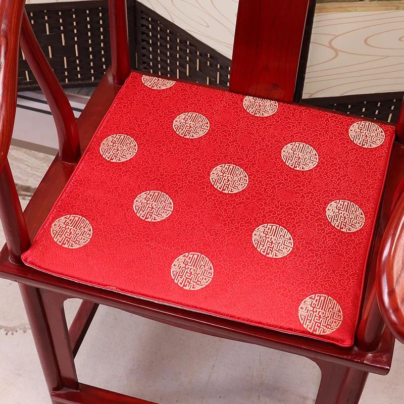 Square Chinese Style Mahogany Sofa Cushion Removable Washable Non-slip Single Seat Cushion Home Chair Pad Soft No Ball No Fading