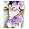 Summer Fashion Women's Gradient Butterfly 3D Printing Fashionable Comfortable Breathable Loose Large Size Short Sleeved Shorts Sports Suit