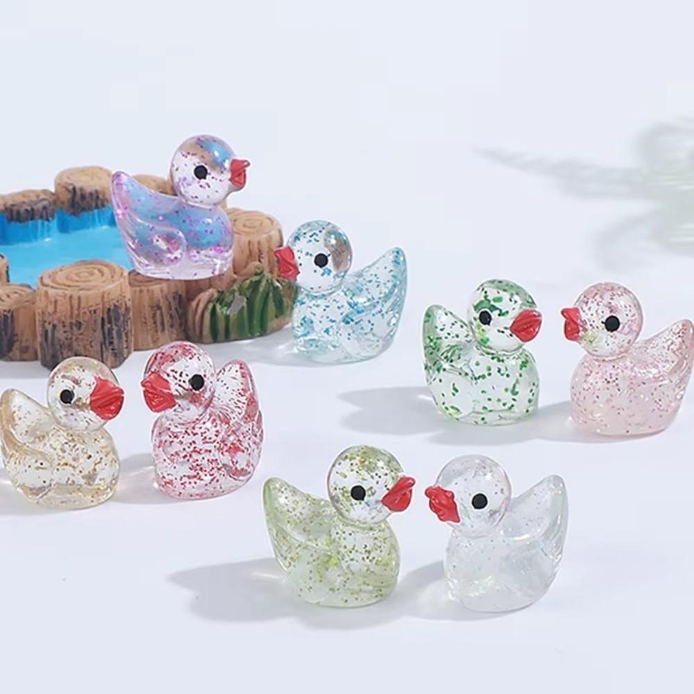 Glittering Resin Duck Figure Toy Mini Small Mini Tiny Ducks Miniature Duck Ornament Landscape