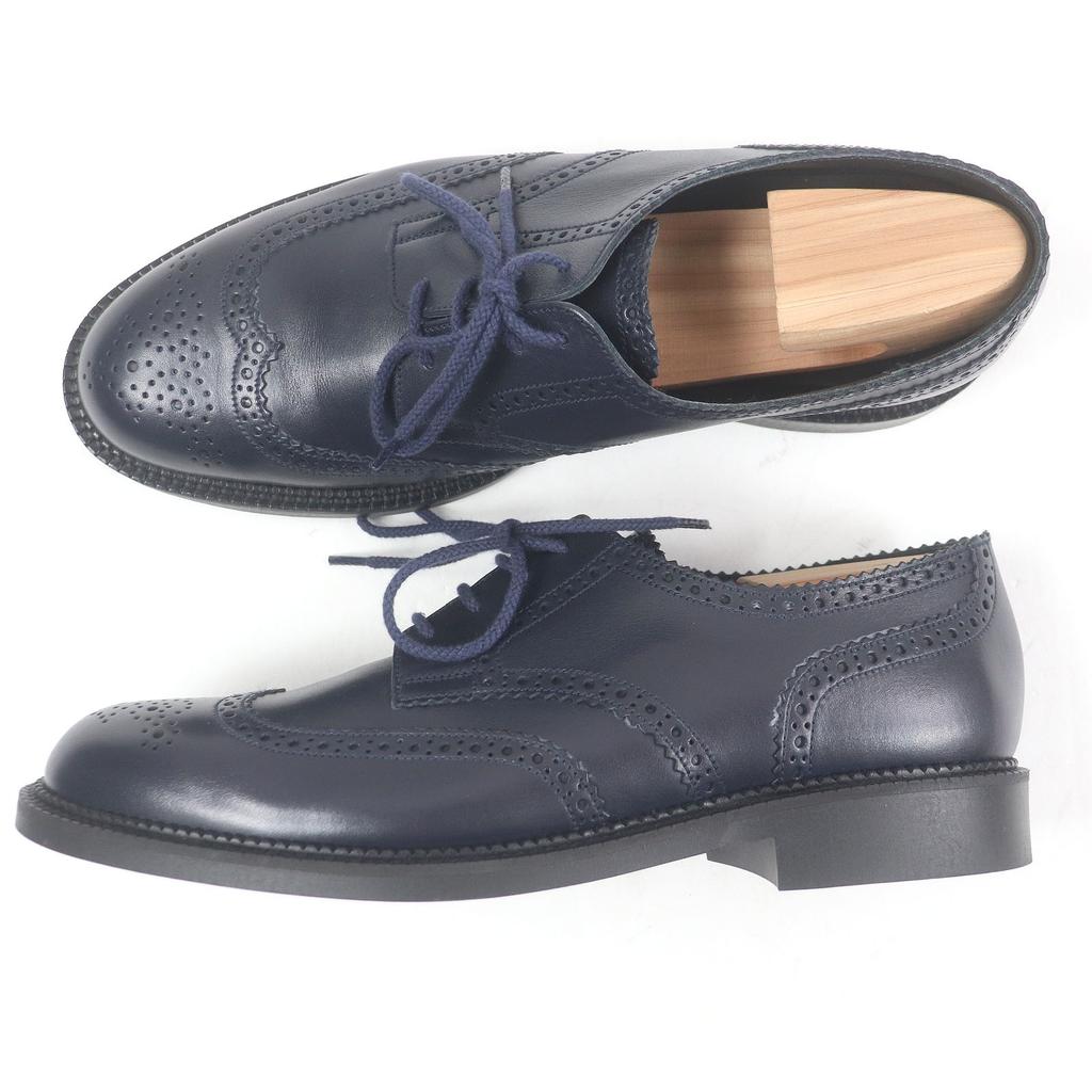 Pristine J.M WESTON Dress Shoes 4 Eyelet Derby Full Brogue Wingtip Leather Mens Used