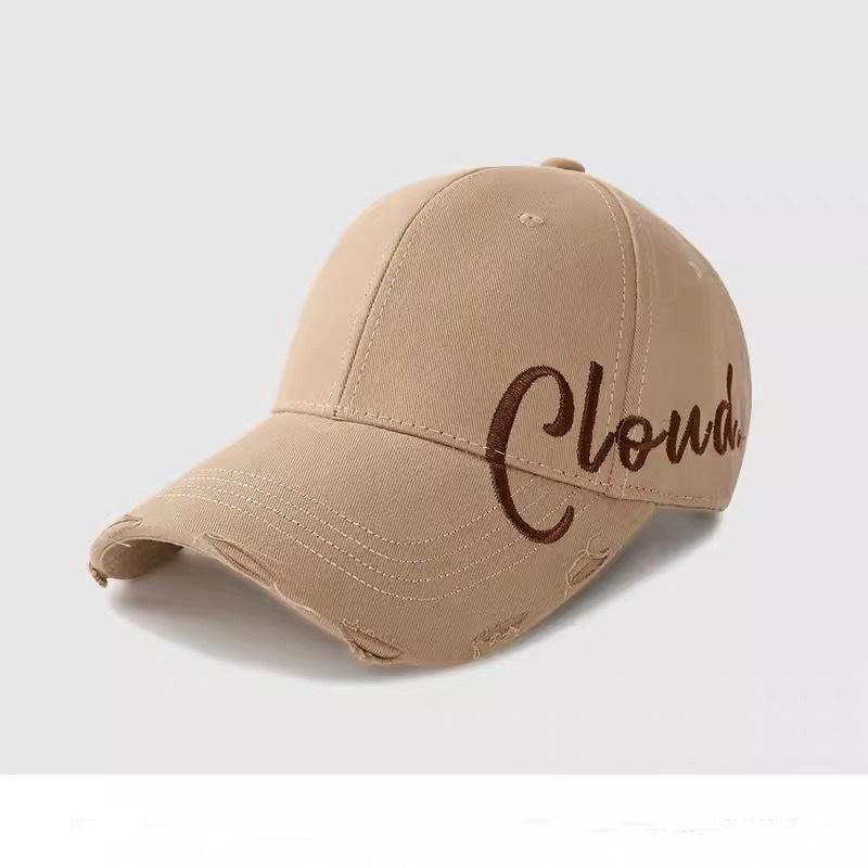 Letter hardtop baseball cap women's new black versatile big head circumference sunshade showing face small baseball cap tide