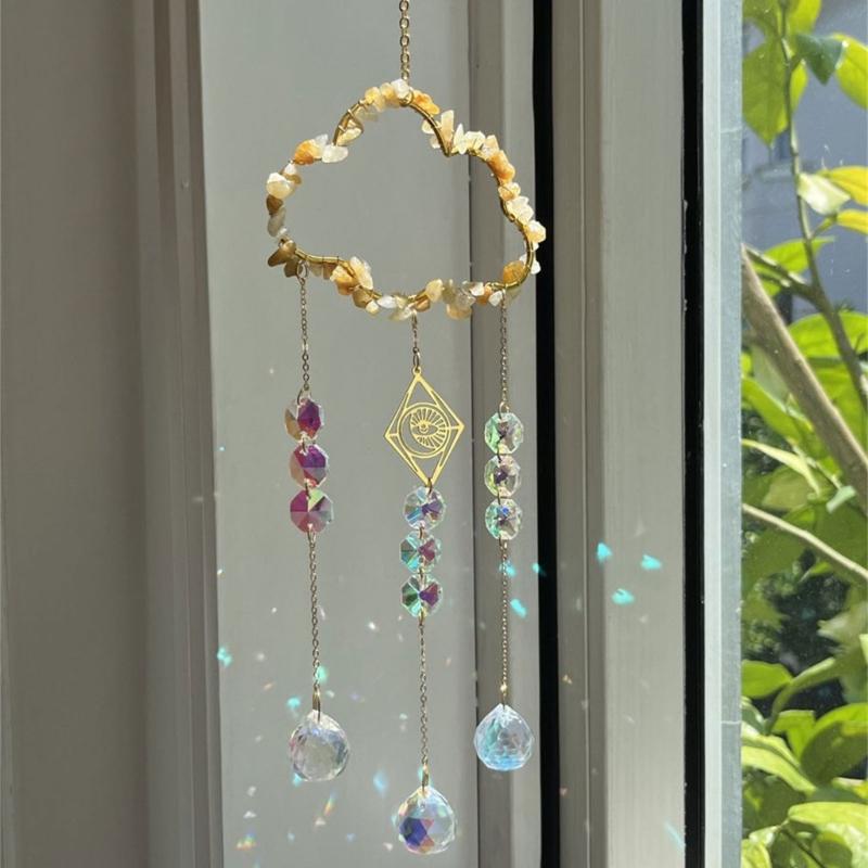 Natural Crystal Wind Bells Wind Chimes Sun Catcher Perfect Art Ornament Window Garden Hangings Ornaments Pendant