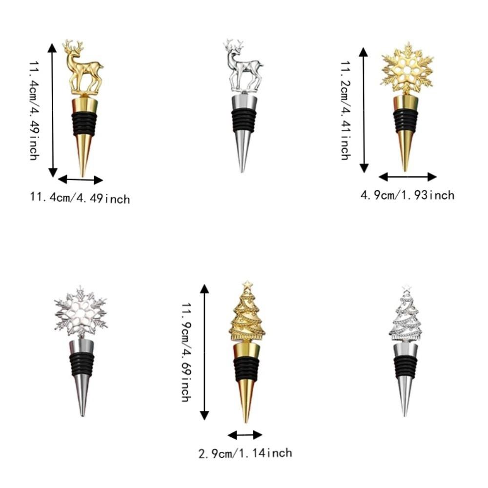 Deer Snowflake Tree Shape Christmas Wine Stopper Zinc Alloy Gold/Silver Wine Bottle Sealer Sealed Decorative Wine Cork