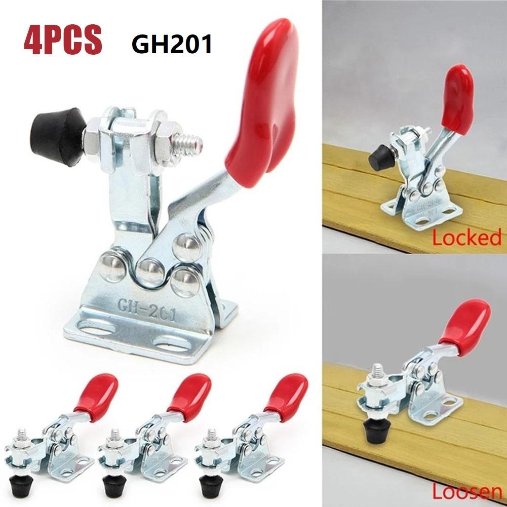 2/4/5 Pcs GH-201 Horizontal Toggle Clamp Quick-Release Clamps Set Heavy Duty Vertical Toggle Clip Woodworking Hand Tool