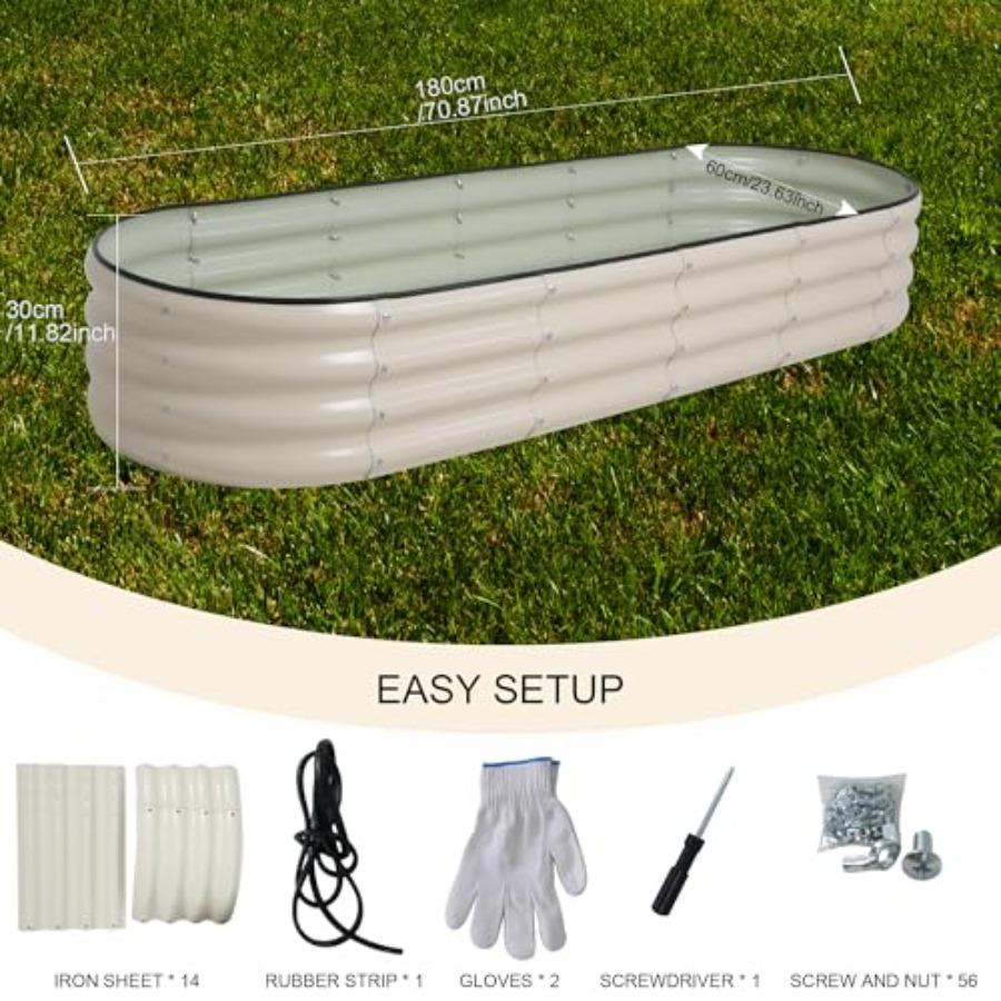 Galvanized Raised Garden Bed Kit Outdoor Metal Planter Box for Backyard Gardening Planting Vegetables and Patio 70.8x23.6x11.8