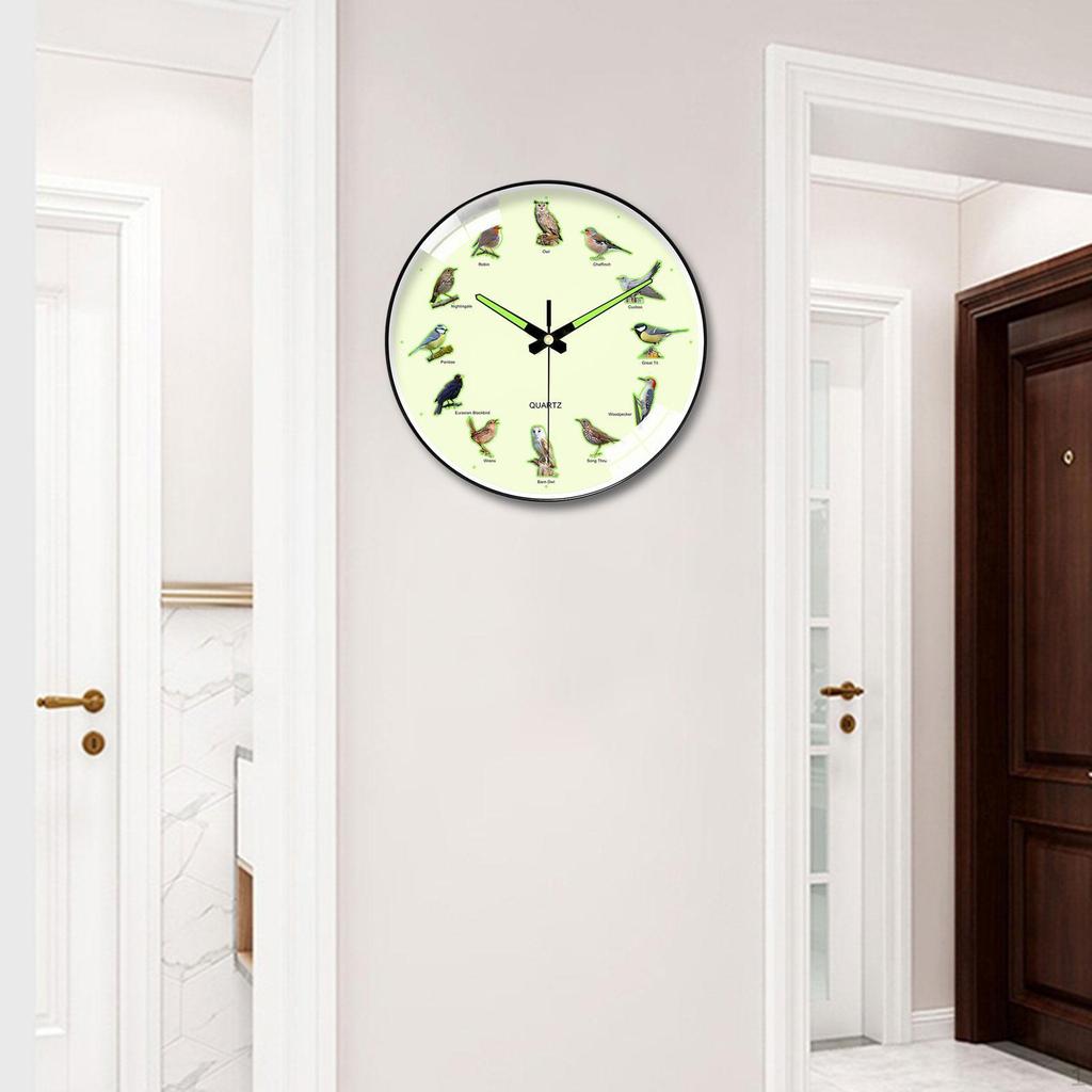 Bird Theme Wall Clock, Glow in The Dark Accessories, Decor for Bathroom, Farmhouse, Office,