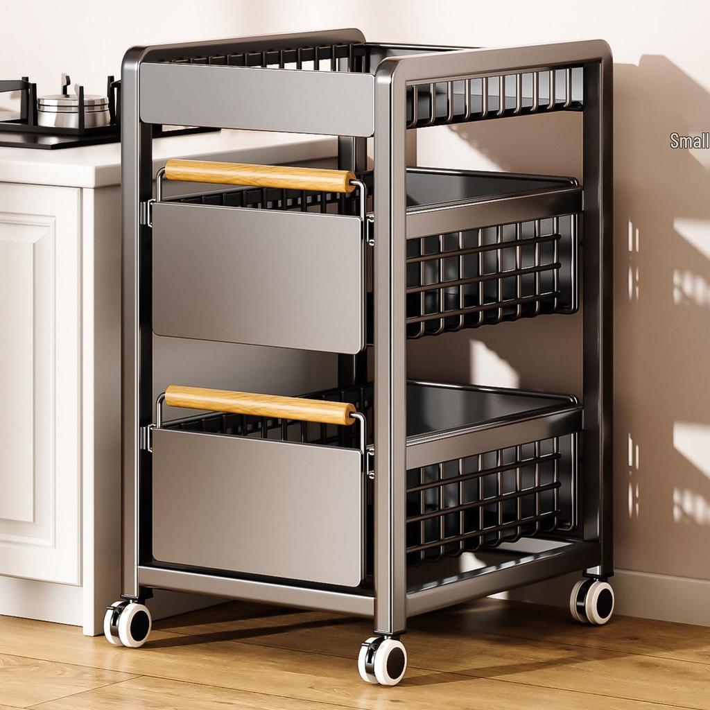Multi-Layer Mobile Kitchen Cart for Seasoning, Snacks, and Produce Storage