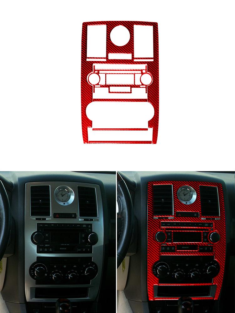 Kohlefaser Innenraum Auto Mittelkonsole CD-Panel Zierleisten Rahmen Abdeckung Aufkleber Für Chrysler 300 2005-2007 Ohne Navigationszubehör