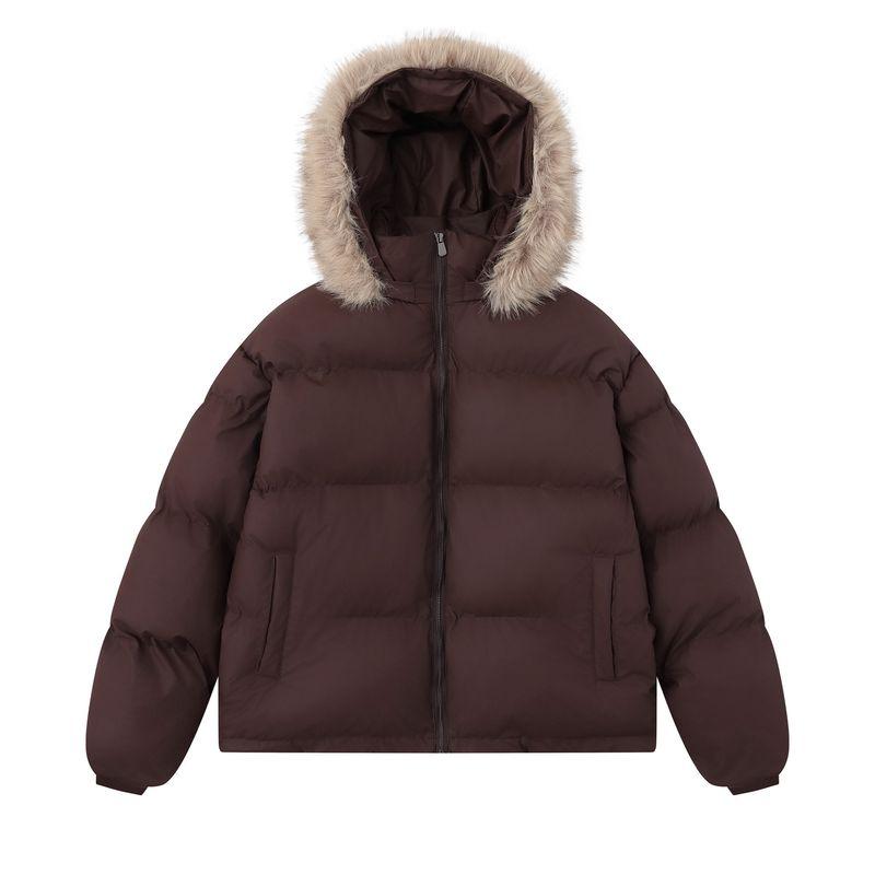 Blaexit American Style Detachable Fur Collar Parka Cotton Jacket for Men, Winter Thickened Warm Coat, Black Puffer Jacket