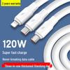 120W Fast Charge 6A 3-in-1 Data Cable for Vivo, Xiaomi, Oppo, Huawei, Honor, iQOO, and Apple