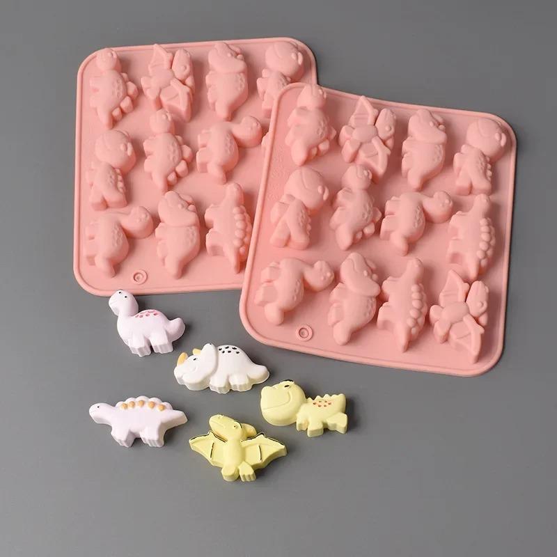 12 Square Dinosaur Chocolate Silicone Mold Candy Pudding Mold Cake Plugin Baking Utensils Mold Dining & Bar