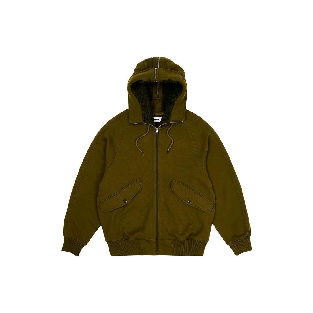 Palace Split Hood Bomber Sweat Olive Unisex Outerwear Green P23CS226