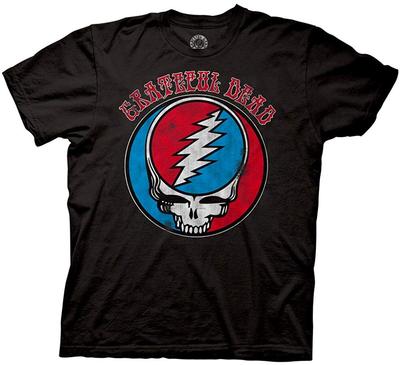 Ripple Junction Grateful Dead Distressed Steal Your Face With Hippy Text Light Weight Crew Unisex T-shirt