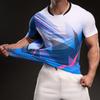 897853A Summer 2025 American Casual Short-sleeved Fashionable Sports Slim Elastic Fitness Outdoor T-shirt Men