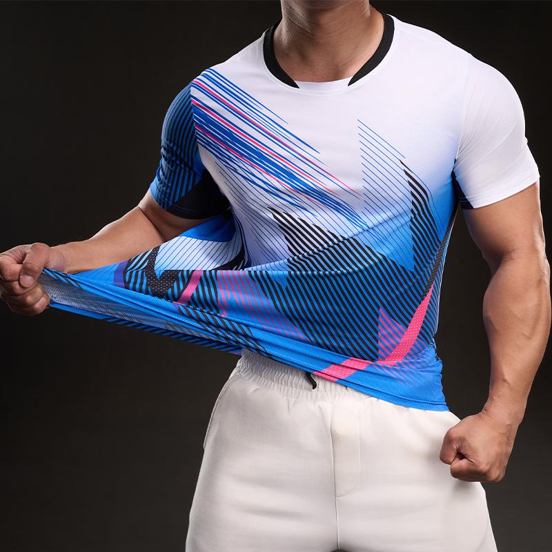 897853A Summer 2025 American Casual Short-sleeved Fashionable Sports Slim Elastic Fitness Outdoor T-shirt Men