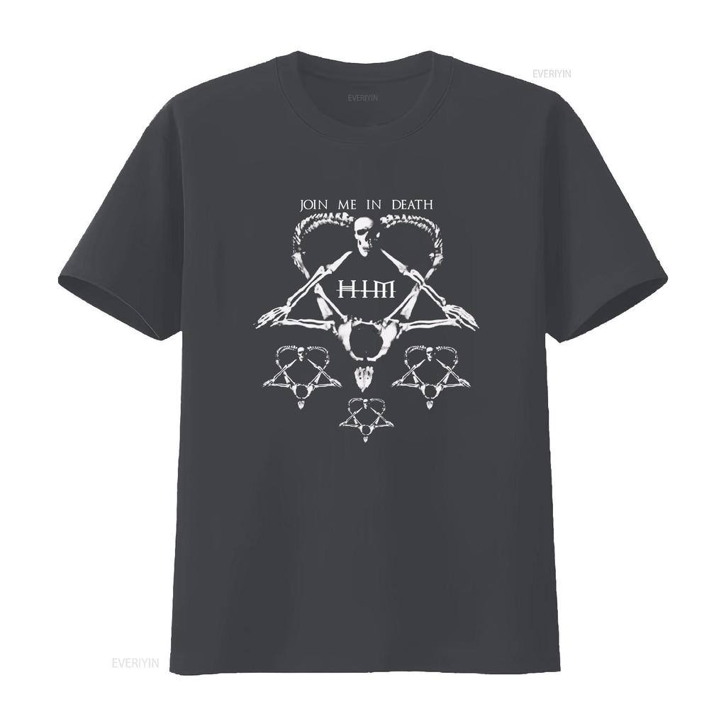 Sein Herzagramm schließe dich mir im Tod an schweres schwarzes T-Shirt kurzärmliges Hemd vintage gewaschen Grafik lässig stilvoll dehnbar Unisex