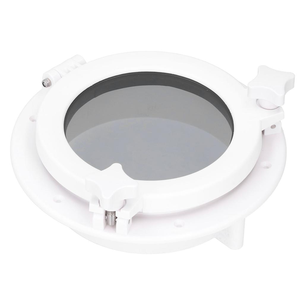 8in Round Opening Portlight Porthole Tempered Glass Window Universal for RV Boat Yacht White