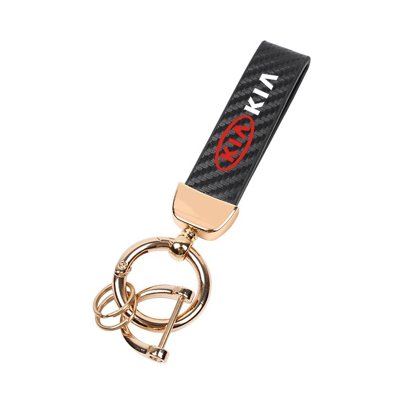 BQTT3 Car Key Chain Black Leather Keyring Pendant Car Interior For Kia Sportage Ceed Picanto Rio ProCeed Niro Morning K7 K5 K8 Ray K9