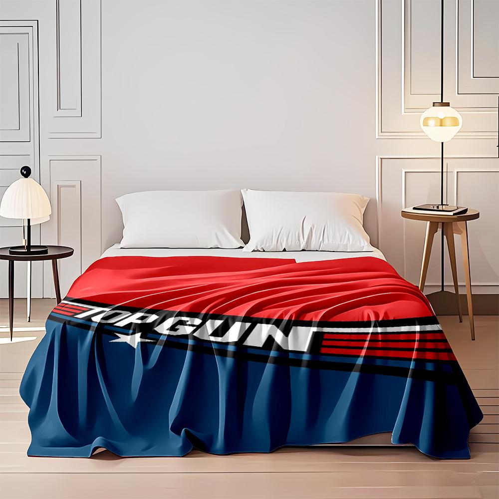 "Top Gun Logo Design Red and Blue Blanket" Flannel blanket for bedroom, living room, sofa, and nap sofas.