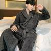 Pajamas Men'S Pajamas Long Autumn And Winter Coral Fleece Thickened Fleece Bathrobes Men'S Plus Size Bathrobes