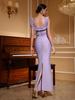 Purple Beaded Bandage Evening Dress - Sleeveless Socialite Style