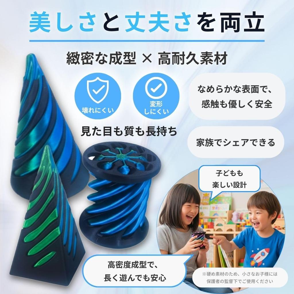 SALUDABLE Fidget Toy Pyramid Triangle Spiral Stress Relief Hand Play Toy of (Set 3)