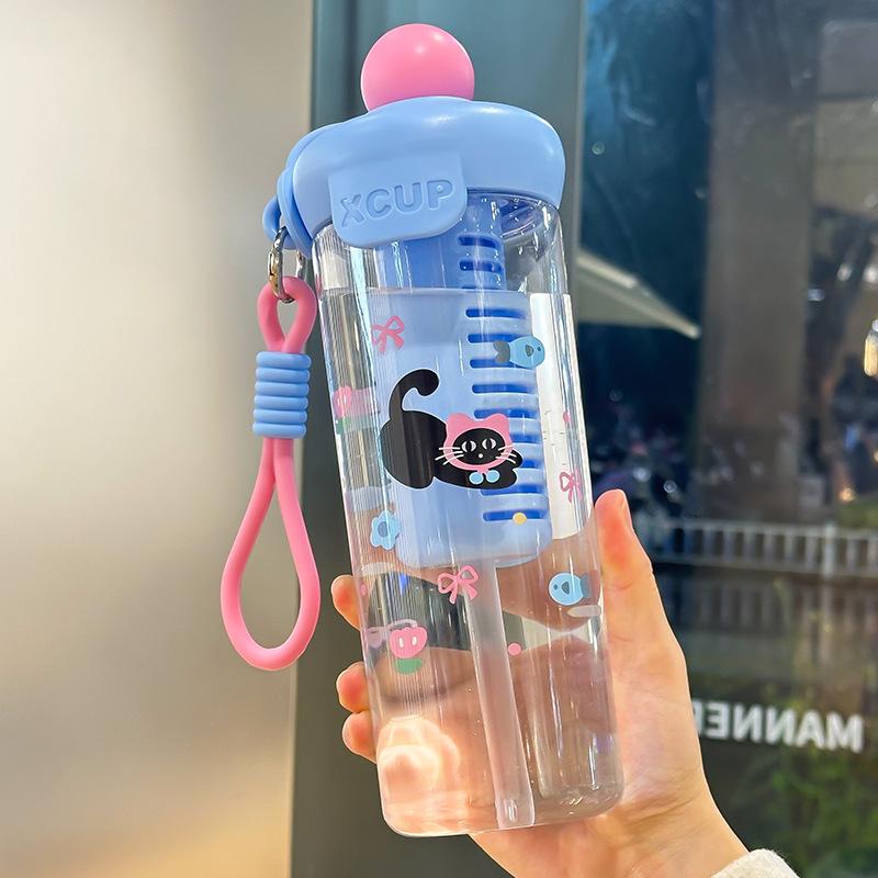 

High-Capacity Portable Tea & Water Separation Straw Cup for Women 720ml