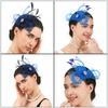 French Feathered Flower Fascinator Hair Clip For Women Elegant TeaParty Wedding Derby Cocktail Event Photography Props