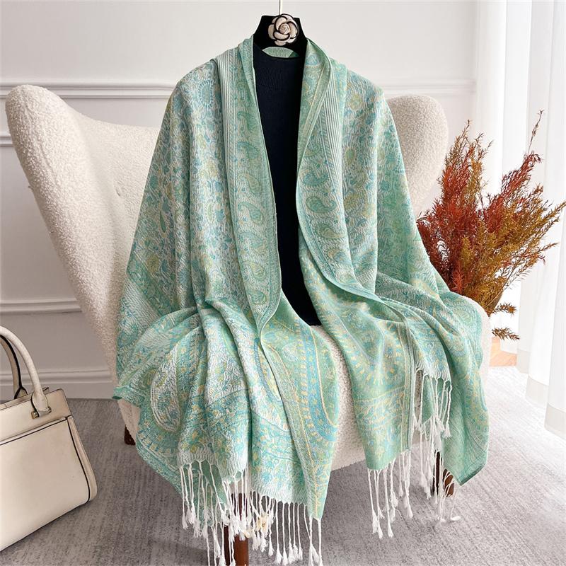 Women Paisley Scarf Cashmere Feeling Pashmina Shawls Tassel Hijab Head Wraps Femme Winter Scarves Foulard Bufanda