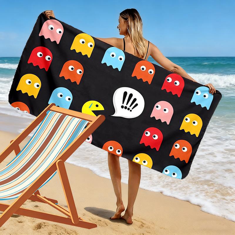 Pac‑Man2 Print Beach Towel, Large Soft Quick Dry Towel for Beach Camping Swimming