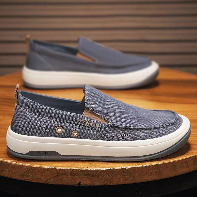 

Мужские летние парусиновые слипоны 2024: Удобная, дышащая повседневная одежда Size 39 серый