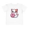 Toddler Cute Kawaii Cat Holding Pink Frosted Donut Aesthetic Kids Cat T-Shirt