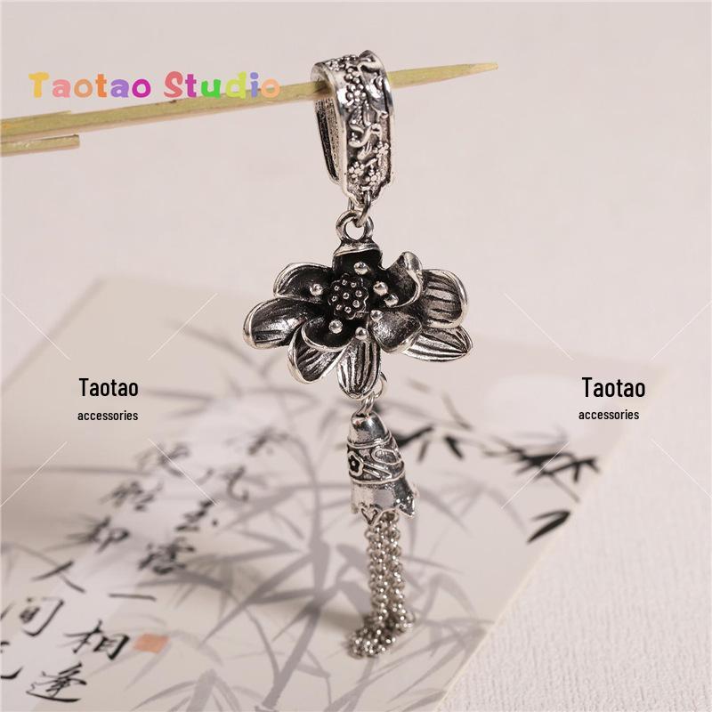 Three-Way Tassel Dangle Pendant Antique Silver Crystal DIY Bracelet Necklace Accessories