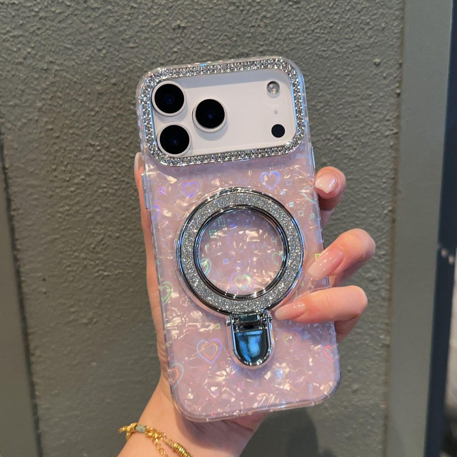 

Luxury Glitter Phone Stand Case for Apple 17 Pro Max - Compatible with iPhone 16/15/14, 3D High-End Design, Fashionable for 13/12 11
