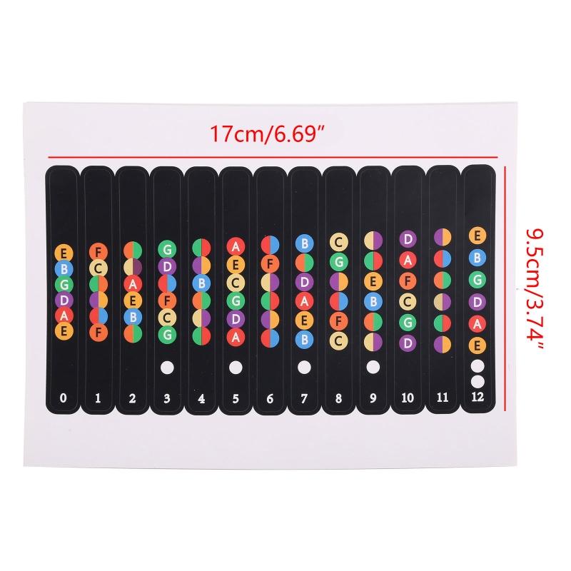 Acoustic Guitar Bass Guitar Note Chord Decals Back Map Decal (Black & White)