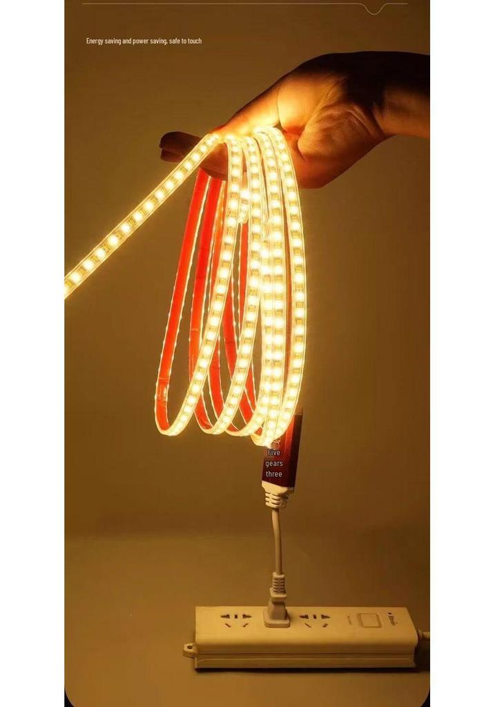 220V Three-Color Dimmable Self-Adhesive LED Linear Light Strip for Ceilings