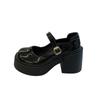 Women's Chunky Heeled Leather Shoes, Thick Sole, Height-enhancing French Retro Mary Jane Shoes