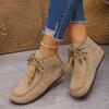 Damen Wildleder Kurzstiefel Herbst Winter Neu Weiche Sohle Leichte Bequeme Stiefeletten Mode Kreuzgebunden Rutschfest Freizeit Flachschuhe