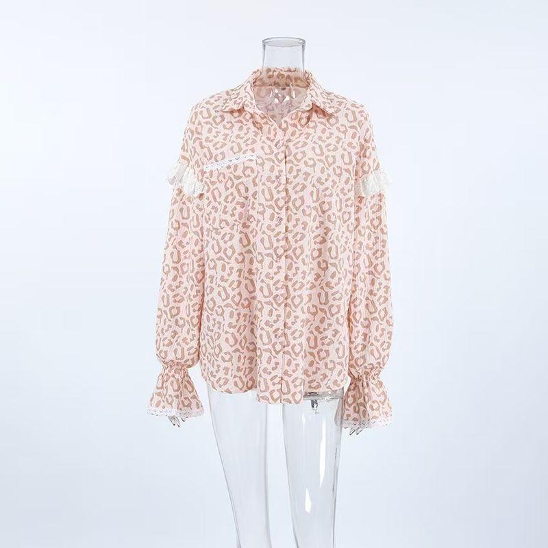 

Fashion Fashion Casual Loose Leopard-Print Long-Sleeved Shirt Leopard Print Long Sleeve Shirt Pink S