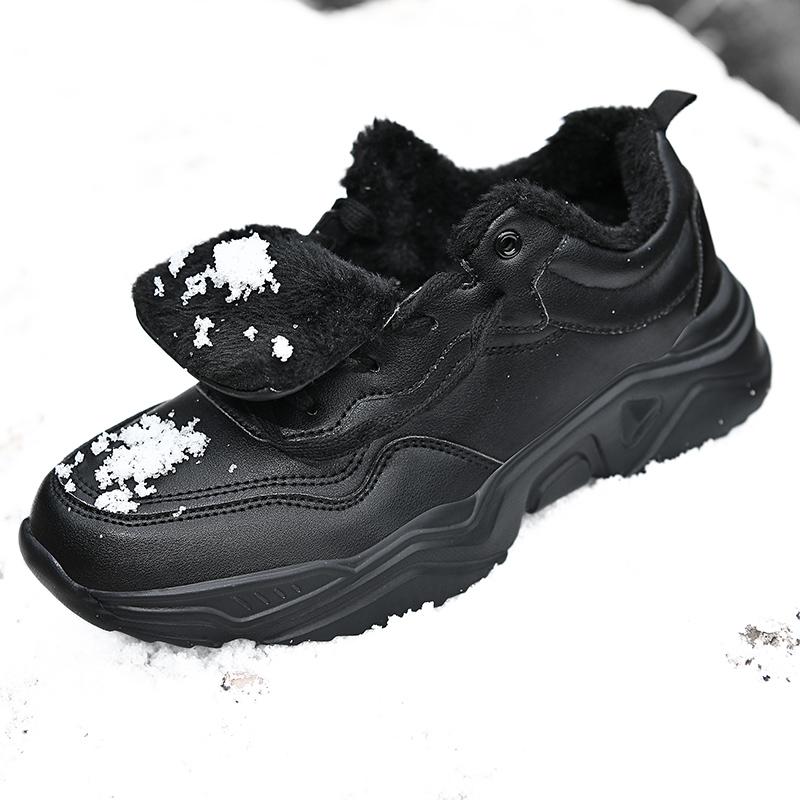 Winter Men Sneakers Breathable Warm Leather Walking Running Shoes with Fur Outdoor Lightweight No-slip Mens Snow Sports Shoes