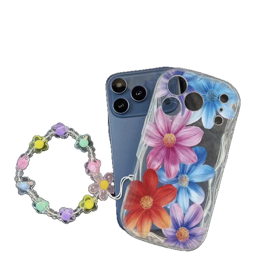 Flower lanyard suitable for iphone17pro mobile phone case Apple 15 foreign trade 14 bracelet 13promax new 16x