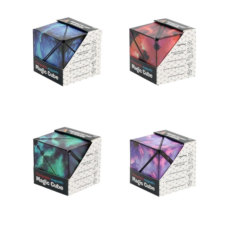 1ks Magnetické měnitelné kostky Magnetické kostky Magnet Fidget Antistres Flip Kubické puzzle Hračky Kouzelná nekonečná kosmická kostka