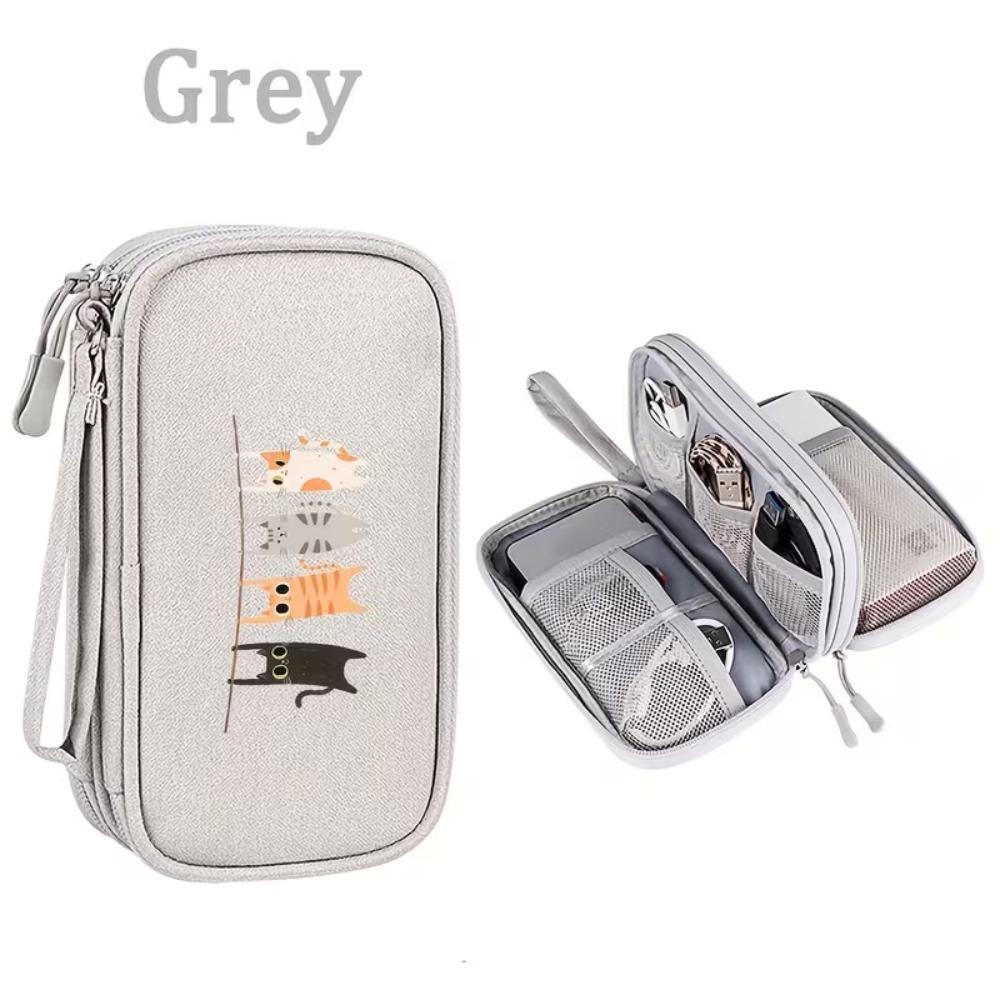 Large Capacity Storage Bag Double-layer Digital Accessorie Bag New Phone Charger Bag серый