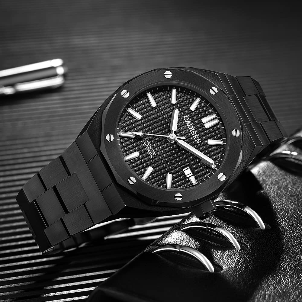 Cadisen Made In MIYOTA8215 Royal German Retro Water Resistant To 10 Case Waterproof Hexagon Dress Stainless Steel Sapphire Coming of Age Present C8193