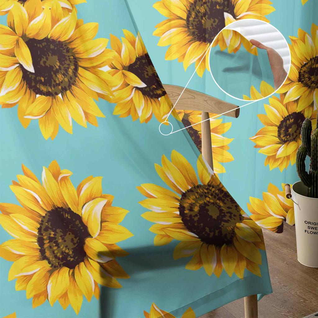 Sunflower Sheer Curtains for Living Room Decoration Window Curtains for Kitchen Tulle Voile Organza Curtains
